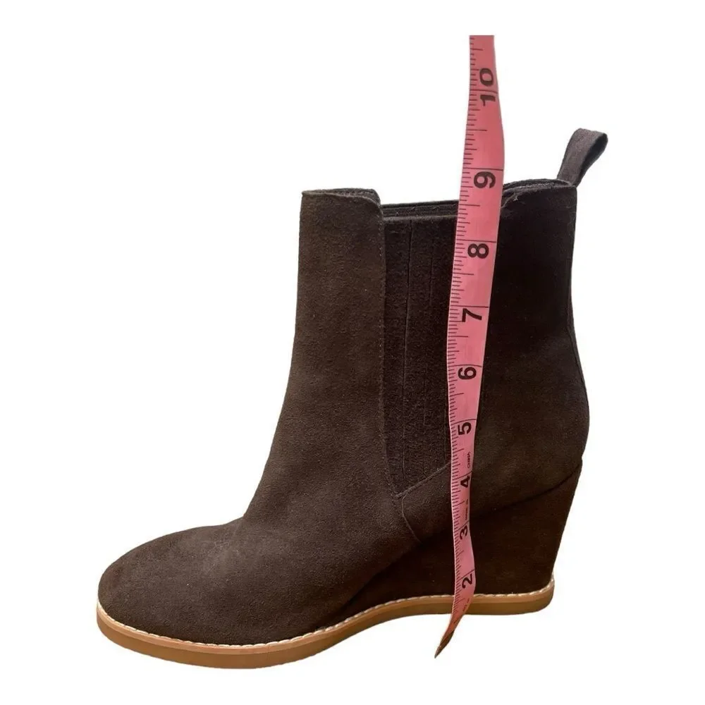 New Splendid WANDA Size 8.5 Chelsea Wedge Boot Brown Suede Leather Round Toe